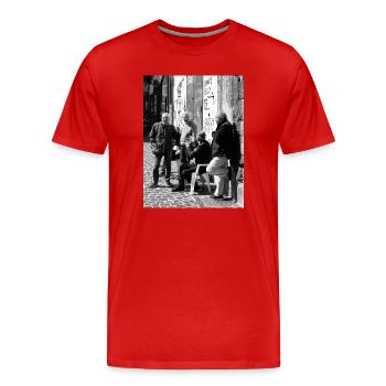 Les élèves de terminale sur le mur : une réunion de la ville - T-shirt bio Premium Homme - rouge - Devant - Damien (186cm)