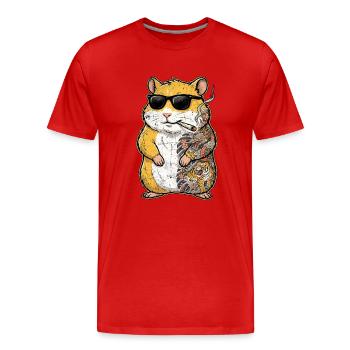 Tatouages japonais de hamster cool - T-shirt bio Premium Homme - rouge - Devant - Damien (186cm)