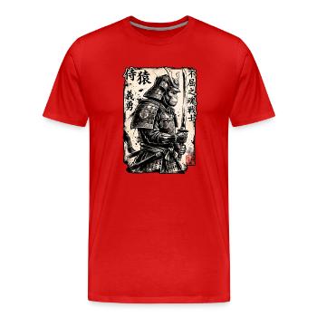 Samurai Affe - Männer Premium Bio T-Shirt - Rot - Vorne - Damien (186cm)