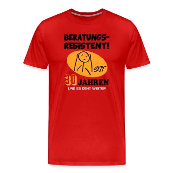 30 Jahre Und Es Geht Weiter – Comic Geburtstag - Männer Premium Bio T-Shirt - Rot - Vorne - Damien (186cm)