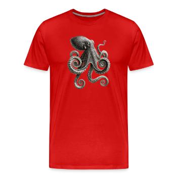 Pieuvre Pieuvre pieuvre Pieuvre de mer - T-shirt bio Premium Homme - rouge - Devant - Damien (186cm)
