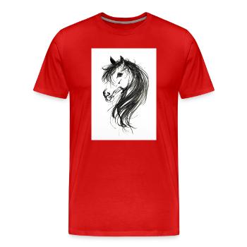 Tête de cheval peinte - T-shirt bio Premium Homme - rouge - Devant - Damien (186cm)