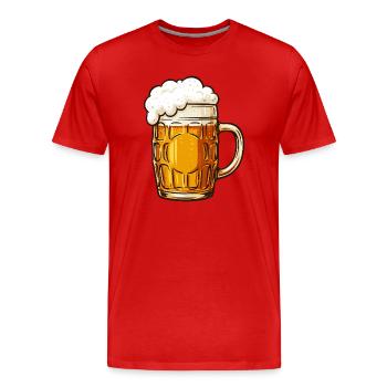 Tasse de bière avec mousse crémeuse - T-shirt bio Premium Homme - rouge - Devant - Damien (186cm)