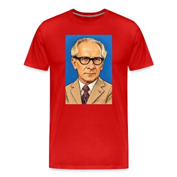 Caricature d’Erich Honecker (format affiche) - T-shirt bio Premium Homme - rouge - Devant - Damien (186cm)