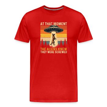 Les extraterrestres savaient que les Malinois belges avaient foutu en l’air - T-shirt bio Premium Homme - rouge - Devant - Damien (186cm)