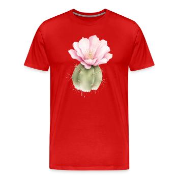 Illustration aquarelle de cactus avec fleurs - T-shirt bio Premium Homme - rouge - Devant - Damien (186cm)