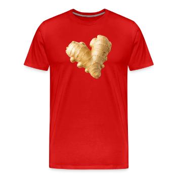 Illustration aquarelle en forme de cœur roux - T-shirt bio Premium Homme - rouge - Devant - Damien (186cm)