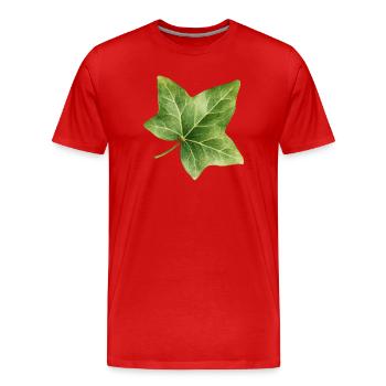 Illustration aquarelle de feuilles de lierre - T-shirt bio Premium Homme - rouge - Devant - Damien (186cm)