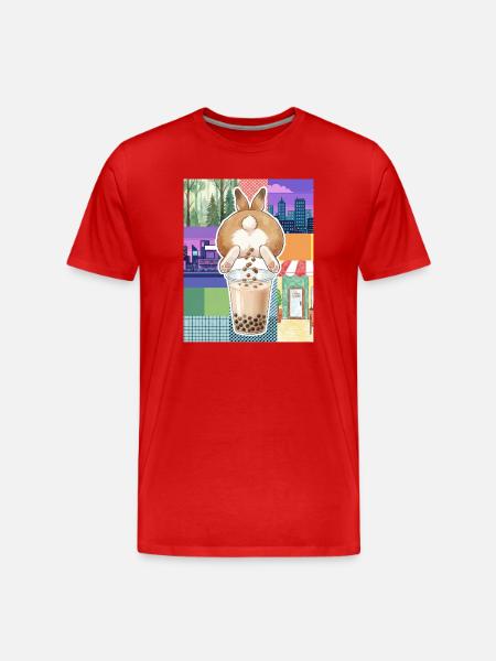 Cute Bunny Funny Boba Bubble Tea - Men's Premium Organic T-Shirt - red