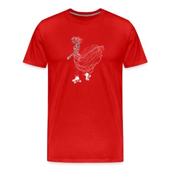 Art en ligne du patineur à roulettes - T-shirt bio Premium Homme - rouge - Devant - Damien (186cm)