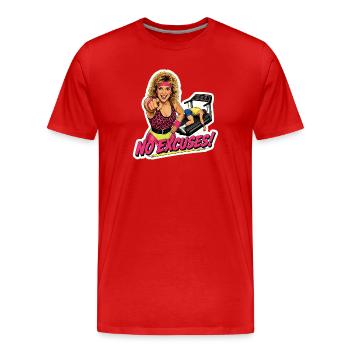 Instructeur de salle des années 80 drôle, sans excuses, Retro Fitness - T-shirt bio Premium Homme - rouge - Devant - Damien (186cm)