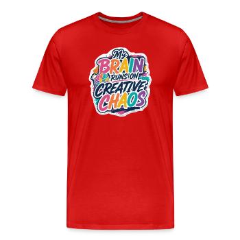 Mon cerveau fonctionne sur le chaos créatif - T-shirt bio Premium Homme - rouge - Devant - Damien (186cm)