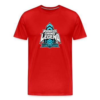 Légende du grind classé esport, la montée ne s’arrête jamais - T-shirt bio Premium Homme - rouge - Devant - Damien (186cm)