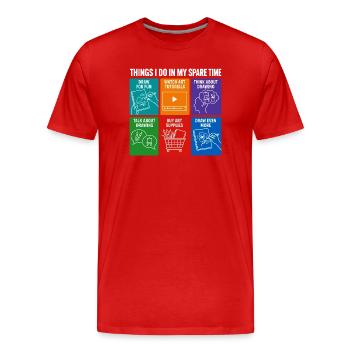 Choses drôles que je fais pendant mon temps libre en dessinant de l’art - T-shirt bio Premium Homme - rouge - Devant - Damien (186cm)