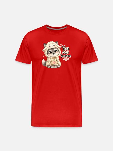 Süßer Wolfswelpe im Schafspelz - Männer Premium Bio T-Shirt - Rot