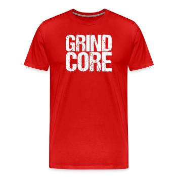 Typographie du grunge GrindCore - T-shirt bio Premium Homme - rouge - Devant - Damien (186cm)