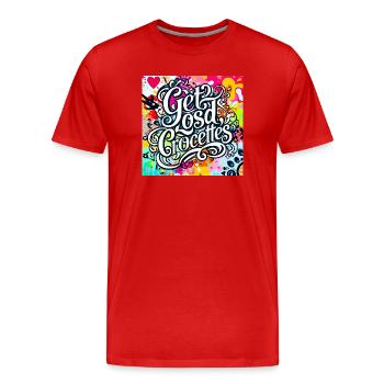 Gute Lebensmittel Graffiti - Männer Premium Bio T-Shirt - Rot - Vorne - Damien (186cm)
