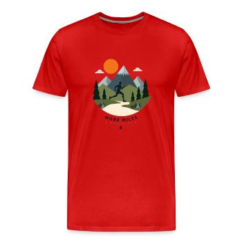 Plus de kilomètres, plus de vie - T-shirt bio Premium Homme - rouge - Devant - Damien (186cm)
