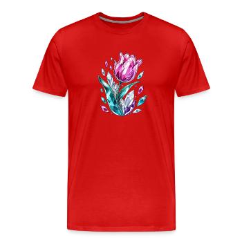 Fleur de tulipe de cristal Fleur de diamant - T-shirt bio Premium Homme - rouge - Devant - Damien (186cm)