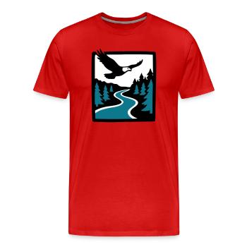 Graphique de la forêt de la rivière Eagle - T-shirt bio Premium Homme - rouge - Devant - Damien (186cm)