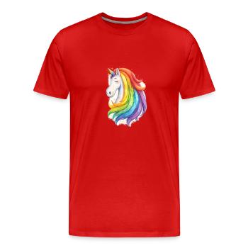 Don Esprit Animal Licorne Arc-en-ciel - T-shirt bio Premium Homme - rouge - Devant - Damien (186cm)