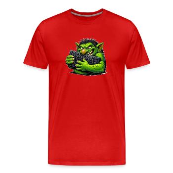 Troll malveillant avec un clavier - T-shirt bio Premium Homme - rouge - Devant - Damien (186cm)