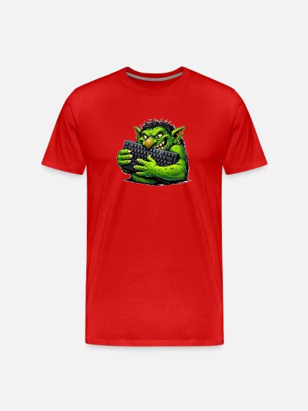 Malicious troll with keyboard - Men's Premium Organic T-Shirt - red