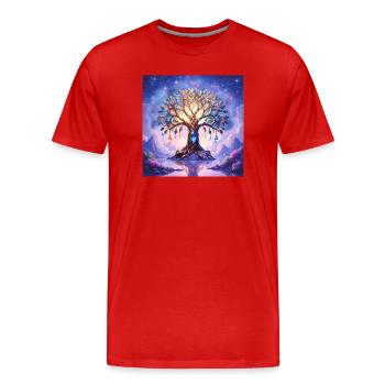 Arbre précieux lumineux onirique - T-shirt bio Premium Homme - rouge - Devant - Damien (186cm)