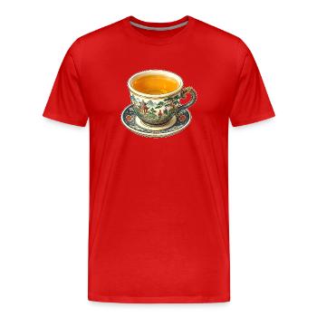 Thé dans une tasse chinoise - T-shirt bio Premium Homme - rouge - Devant - Damien (186cm)