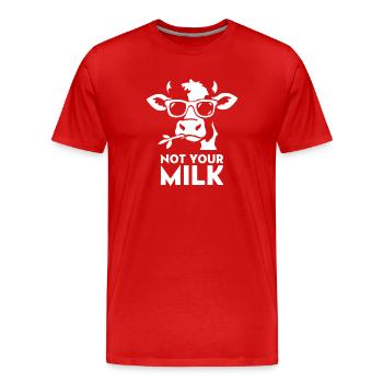 Not Your Milk – Cool cow with sunglasses | Vegan - Men's Premium Organic T-Shirt - red - Front - Damien (186cm)