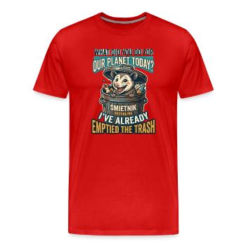 What did you do for our planet today? Opossum  - Männer Premium Bio T-Shirt - Rot - Vorne - Damien (186cm)