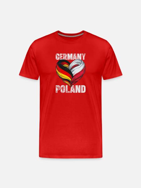 Heart of Germany and Poland - Men's Premium Organic T-Shirt - red