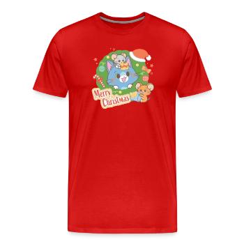Tom & Jerry Gokko Joyeux Noël - T-shirt bio Premium Homme - rouge - Devant - Damien (186cm)