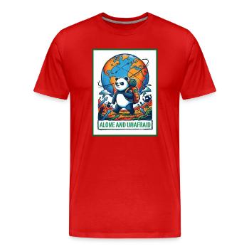 Seul et sans peur - T-shirt bio Premium Homme - rouge - Devant - Damien (186cm)