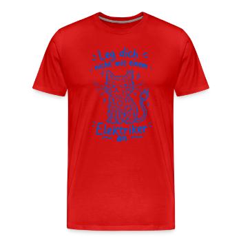 Electrician Cat Circuit Doodle - Men's Premium Organic T-Shirt - red - Front - Damien (186cm)