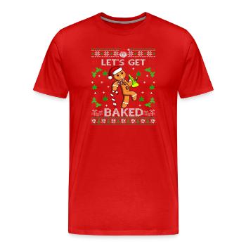 Pain d’épices drôle de Noël « Faisons un Baked Cookie » - T-shirt bio Premium Homme - rouge - Devant - Damien (186cm)