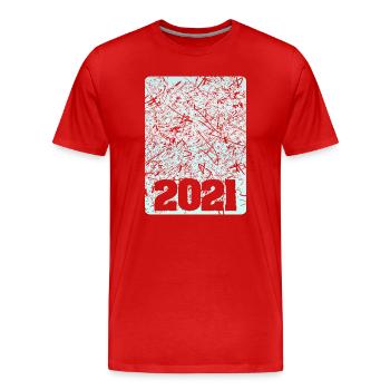Zahl 2021 - Männer Premium Bio T-Shirt - Rot - Vorne - Damien (186cm)
