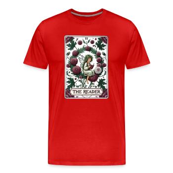 The Reader Fairy Card - Men's Premium Organic T-Shirt - red - Front - Damien (186cm)