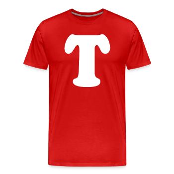 Caractères en T en grande taille | Lettre T | T Logo - T-shirt bio Premium Homme - rouge - Devant - Damien (186cm)