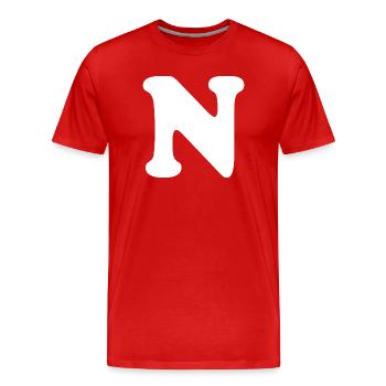 Imprimé grand N Style | Lettre N | N Logo - T-shirt bio Premium Homme - rouge - Devant - Damien (186cm)