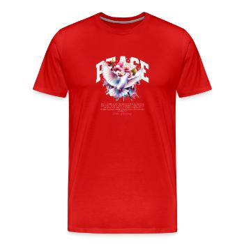 Colombe aquarelle avec Floral Burst - T-shirt bio Premium Homme - rouge - Devant - Damien (186cm)