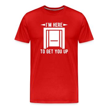 Drôle de mécanicien d’ascenseur, je suis là pour te remonter cadeau - T-shirt bio Premium Homme - rouge - Devant - Damien (186cm)