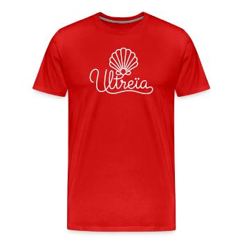 Ultreïa Coquille Saint-Jacques, Chemin Compostelle - T-shirt bio Premium Homme - rouge - Devant - Damien (186cm)