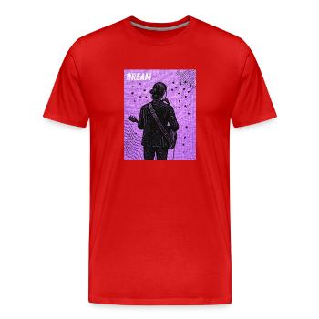 Guitare et rêves illustrés - T-shirt bio Premium Homme - rouge - Devant - Damien (186cm)