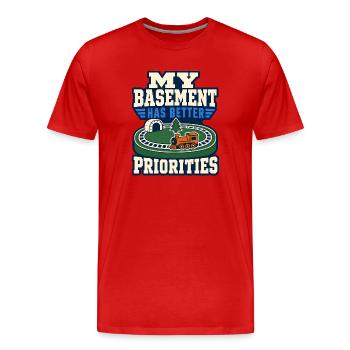 Disposition du réseau ferroviaire, - T-shirt bio Premium Homme - rouge - Devant - Damien (186cm)