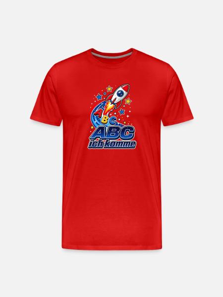 Raketen ABC Abenteuer - Männer Premium Bio T-Shirt - Rot