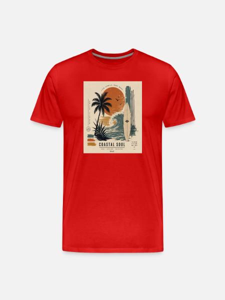 Affiche Coastal Soul Surf - T-shirt bio Premium Homme - rouge