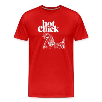 Hot Chick Rétro Print - T-shirt bio Premium Homme - rouge - Devant - Damien (186cm)