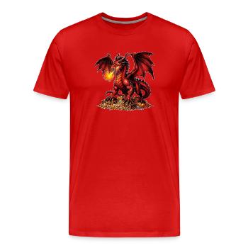 Un dragon de feu gardant le trésor - T-shirt bio Premium Homme - rouge - Devant - Damien (186cm)
