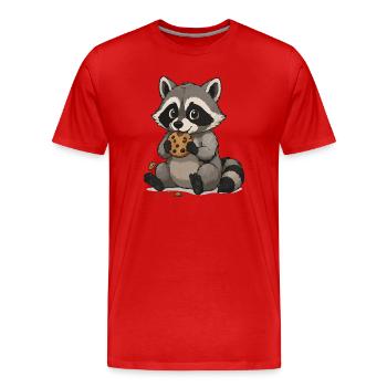 Raton laveur câlin avec biscuit - T-shirt bio Premium Homme - rouge - Devant - Damien (186cm)